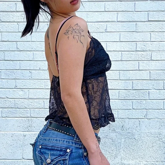 Y2K Victoria’s Secret Black Lace Babydoll Camisole XS Coquette - Picture 2 of 5